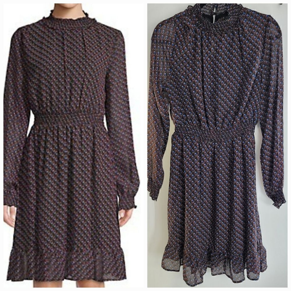 Avec les filles patterned long sleeve mini dress